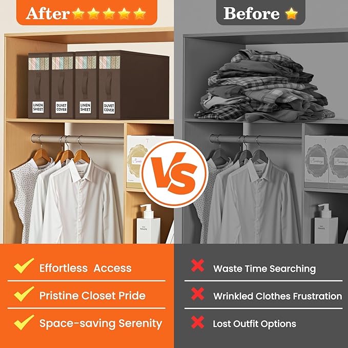 WOWBOX Sheet Organizers and Storage,Closet Bed Sheet Organizer Under Bed Storage and Organization with Label Cards & Clear Wi