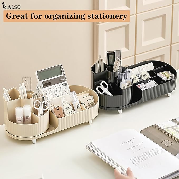 Rotating Makeup Organizer for Vanity with Brush Holder, Cosmetic Makeup Storage Organizer, Large Spinning Makeup Skincare Org