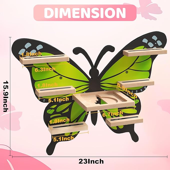 Green Butterfly Tonie Shelf for Tonie and Box - Magnetic Wooden Floating Shelf for Figure Storage,Cute Tonie Wall Shelf for 1
