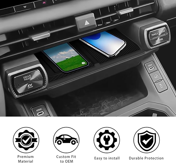 Wireless Charging Protective Mat for Toyota RAV4 2026, Silicone Anti-Slip Center Console Wireless Charger Cover Pad, Interior