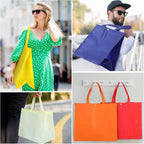 Boao 48 Pack Reusable Grocery Bags 13''L x 9.4''W x 15''H Large Foldable Shopping Tote Bag Non Woven with Handle and Button