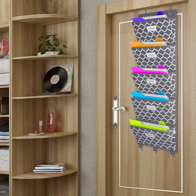 homyfort Over the Door File Organizer, Hanging File Folders, Wall Organizers and Storage for Mail, Magazine, Notebooks, Plann