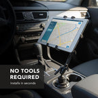Mount-It! Premium Cup Holder Tablet Mount Fits Vehicle Cupholders 2.75"–3.5" in Diameter, Adjustable Tray for 7"–11" Tablets, Heavy-Duty Aluminum Arm, Full Motion Swivel & Secure Lock Cars Trucks SUVs