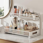 2 Pack 19IN Depth Under Sink Storage Organizer, Large 2-Tier Elegant Mesh Pull Out Shelf for Kitchen and Bathroom Cabinet Org
