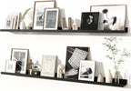 Fun Memories Picture Ledge Shelves Set of 2, 55 Inch Rustic Wall Mounted Floating Shelves with Lip for Home Storage and Décor
