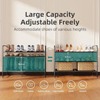 SUFAUY 3-Tier Shoe Rack, Closet Metal 33" Wide Shoe Rack Organizer Heavy Duty, Stackable, Black