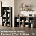 COMHOMA 8 Wood Cube Storage Organizer with Open Back and Removable Back Panels, 11In Black Cube Storage Bookshelf, Cubicle Sh