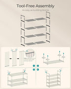 SONGMICS Shoe Rack, 4-Tier Shoe Organizer, Metal Storage Shelf, Upright or Upside Down, for 10-15 Pairs, Stackable, for Entry