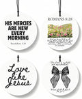 Black Christian Round Car Air Freshener 4 Pcs, Coquette Black Bow Religious Hanging Air Freshener for Cars Closet Drawer Book