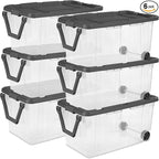 Sterilite 6-Pack Modular Stacker Box, Durable Clear Plastic Storage Bins with Latching Lids, 160 Quart - Stackable Organizing