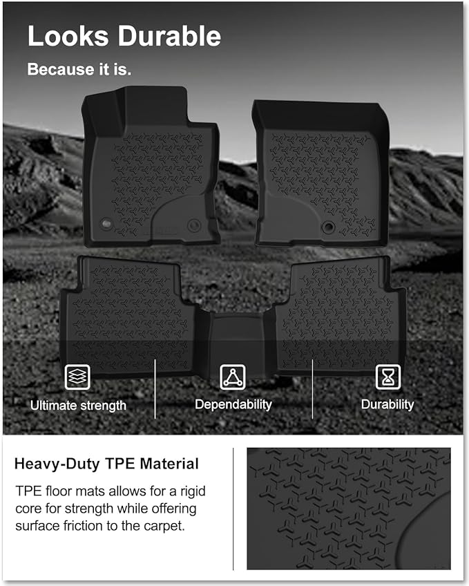 KIWI MASTER Floor Mats for 2021-2026 Ford Bronco Sport, OEM Replacement MP1Z-7813300-AA, Custom Fit All Weather Car Mats, Heavy Duty TPE Floor Liners, Front & Rear 2 Row, Black