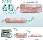 See Through Expandable Compression Packing Cubes, Mesh Travel Packing Cubes for Suitcases, Lightweight Organizers Bag Set for