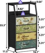Furnulem Retro Dresser for Bedroom, Small Dresser for Closet, Vintage Nightstand with 4 Drawers, Fabric Storage Organizer Bed