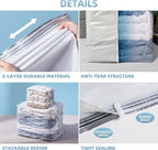 6 Pack Vacuum Storage Bags, Cube Combo (3 Jumbo+3 Medium), Vacuum Seal Bags for Clothing, Bedding, Blanket, Space Saving Clos