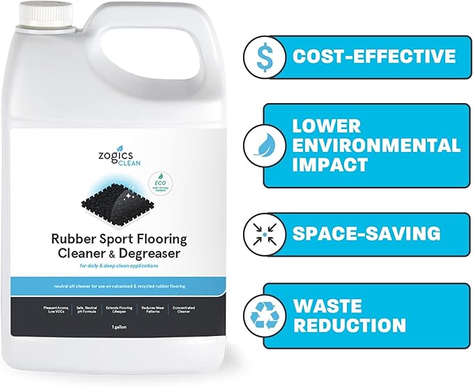 Zogics Rubber Flooring Cleaner and Degreaser – Cleaner Concentrate and Heavy Duty Degreaser for Rubber Floors and Mats, Biode