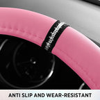 Road Comforts Leopard Steering Wheel Cover for Women, Cute Anti-Slip Microfiber Leather, Fits D Shape Flat Bottom Steering Wh