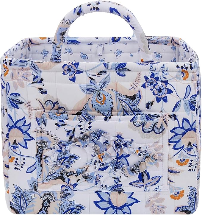Boho Fabric Storage Basket, Large Capacity Laundry Basket, 12.2'' x 10.23'' x 10.23'' Collapsible Laundry Hamper with Easy Ca