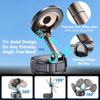 For MagSafe Car Mount, Foldable Vacuum Magnetic Phone Holder for Car, 360° Adjustable Suction Cup Magnetic Car Phone Holder Mount, Car Accessories for iPhone 17 16 15 14 13 Samsung All Phones, Black