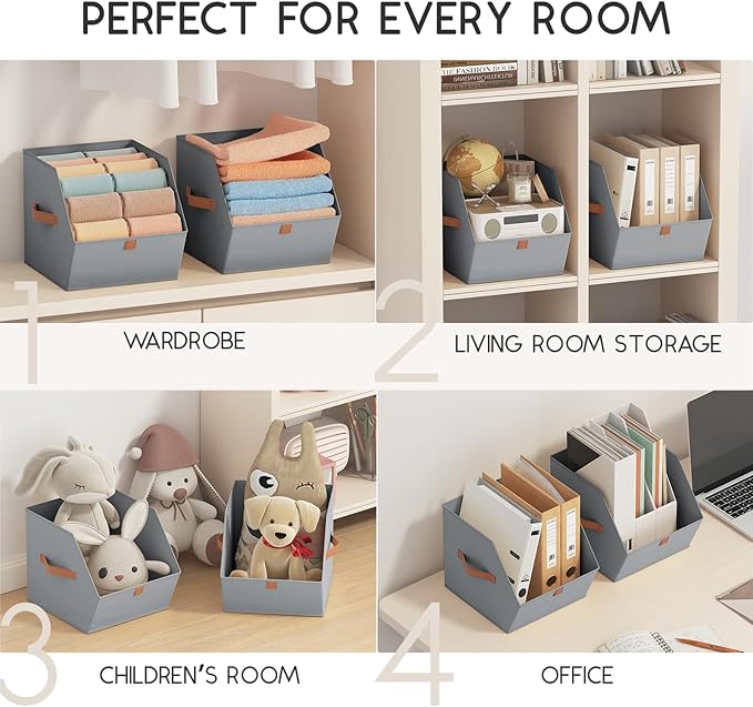 Homsorout Fabric Closet Storage Cubes - 4 Pack Square Storage Bins with Dual Handles for Clothes, Towels, Toys, Cube Storage 