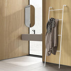 Blanket Ladder Decorative Towel Rack Holder for Bathroom, Wall Leaning Metal Drying Quilt Stand for Living Room Bedroom Farmh