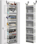 Over The Door Organizer 6-Shelves and 12 Side Pockets, Over The Door Storage for Bathroom Bedroom Nursery, Hanging Door Organ