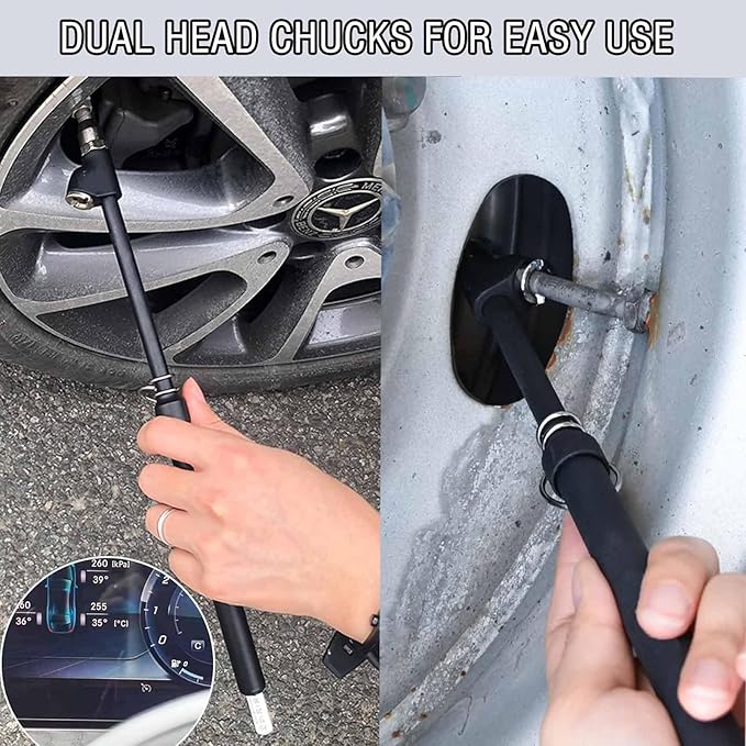 Tire Pressure Gauge Heavy Duty Dual Head Truck Tire Gauge Solid Brass Body Black Painting, Aluminum Slide, with Hook, Range 10-150psi for Bike Car SUV Vehicle Tester 2PCS