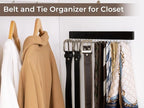 StorageWorks Tie Rack with 20 Hooks, 2-Pack Wall-Mounted Wooden Hangers for Neckties, Belts, Hats, Black