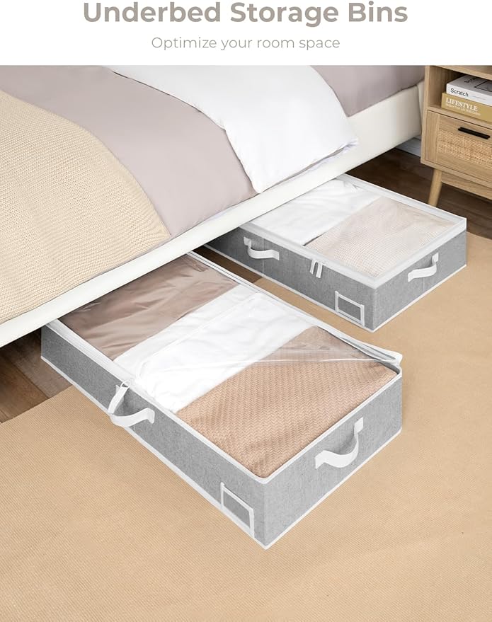 StorageWorks Black Storage Cubes with Large Under Bed Storage Containers