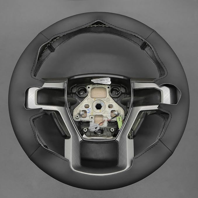 MEWANT Hand Stitch Black Smooth Artificial Leather Steering Wheel Cover for Ford F150 F250 F350 Expedition 2018-2021