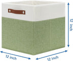 Temary 12 Inch Fabric Storage Cubes Storage Bins with Leather Handles, 4 Pack Cube Baskets Bins for Organizing Closet, Foldab