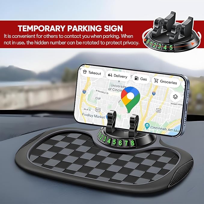Wuyaoyao Multifunction Car Anti-Slip Mat Auto Phone Holder, PVC Car Dashboard Non-Slip Pad Phone Mount with Temporary Parking