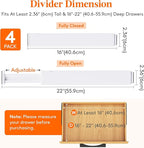 Lifewit 4 Pack 2.36" High Drawer Dividers 40-56cm/16-22 Adjustable Drawer Organizer for Clothes/Utensils, Expandable Drawer S