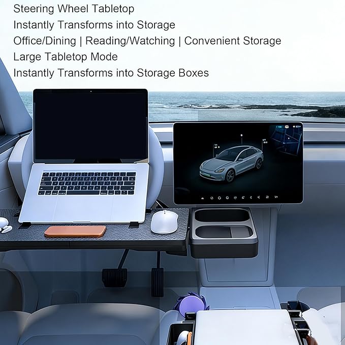 Steering Wheel Desk for Laptop | Multi-Functional Clamp-On Anti-Slip - Steering Wheel Tray for Food,for Snack Drinks Tablet Video Conference Meal Dining Eating Working Writing