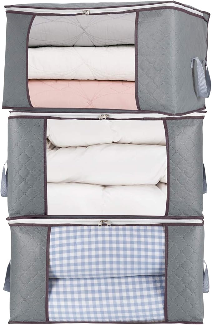 combocube 3 Pack Comforter Storage Bag and 3 Pack Clothes Storage Bins
