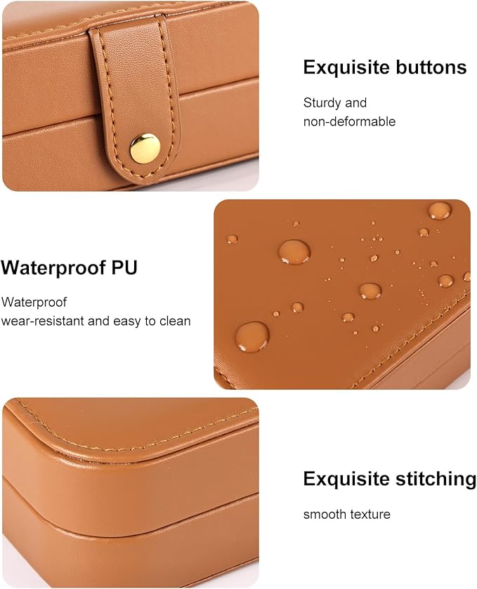 Luxury Small Travel Jewelry Box with Earring Compartments, Rectangle Jewellery Organizer Case for Women,Valentine's Day Gift 
