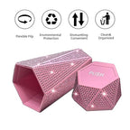 NBTEPEM 2 PCS Bling Car Trash Can with Lid, Bling Car Accessories Trash Bin, Leakproof Auto Garbage Can with 60 Trash Bags, Multipurpose Organizers and Storage for Home, Office (Pink Diamond)