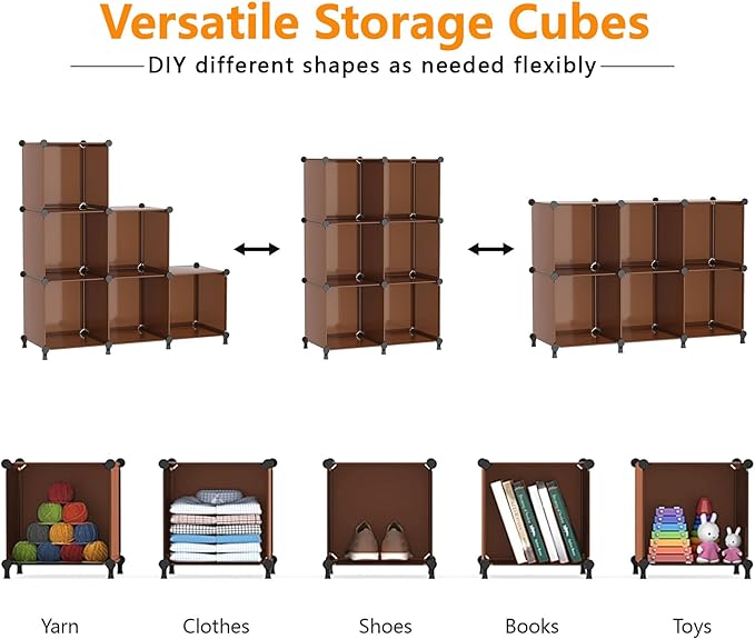 AWTATOS Cube Storage Organizer, Storage Cubes Shelves Bookshelf, 6 Cube Closet Organizers and Storage, DIY Stackable Plastic 