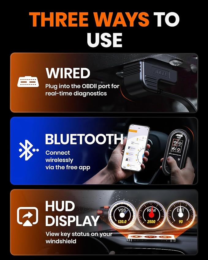 ANCEL BD310 OBD2 Scanner & Engine Code Reader - Advanced Battery Test, Trip Analysis, Performance Test, Bluetooth Diagnostic