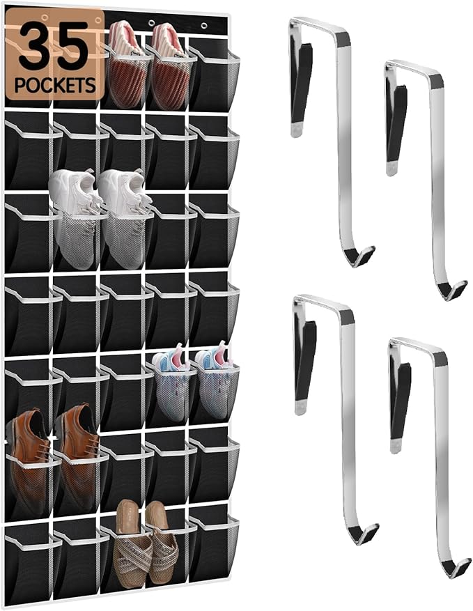 Kotkn 35 Compartment Over The Door Storage - Breathable Mesh Hanging Organizer with Large Pockets, Space Saving Design for Me