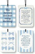 Preppy Blue Christian Air Freshener 4 Pcs, Coquette Blue Bow Religious Bible Verse Hanging Air Freshener for Cars Closet Draw