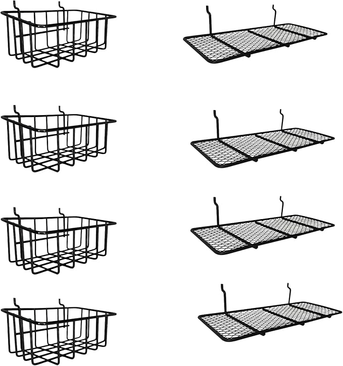 8-Pack Pegboard Baskets & Trays, Container Holders, Pegboard Racks, Wire Shelf, Wall Organizer, Attachments for Organizing Va
