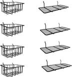 8-Pack Pegboard Baskets & Trays, Container Holders, Pegboard Racks, Wire Shelf, Wall Organizer, Attachments for Organizing Va