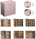 BOOVO Jewelry Box For women, 6 Layer Large Jewelry Organizer With Mirror, Multi-Function Storage Box With Lock, Necklace Hold