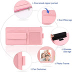 Car Visor Organizer for Auto Interior Accessories - Sunvisor Organizers with Glasses Holder and Picture Frame, Cute Visor Accessories for Women, Car Essentials for Truck You Must Have - Pink