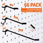66 Piece Heavy Duty Pegboard Hooks Set,2/4/6 Inch Organizer Kit for Garage & Workshop – Fits 3/16″ Holes on 1/4″ Thick Boards
