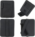 Small Leather Sun Visor Organizer for Car and Truck - Sunglass Holder, Card Sleeve Pocket, Document Holder for Registration, Driving License, Insurance, Pen, Chapstick