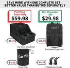 Car Organizer and Storage 5-in-1 Set with Front Seat Organizer, Backseat Organizer, Car Trash Can & 2 Headrest Hooks, Universal Car Storage Accessories for SUV Truck & Sedan Vehicle