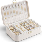 Vlando 2 Layer Jewelry Box,Jewelry Organizer Storage Lockable Earring Organizer Removable Jewelry Tray with Watch Pillow for 