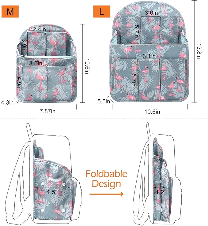 Surblue Backpack Organizer Insert Liner Hanging Travel Rucksack Purse and Handbag Insert Pocket, High-capacity Divider Foldab