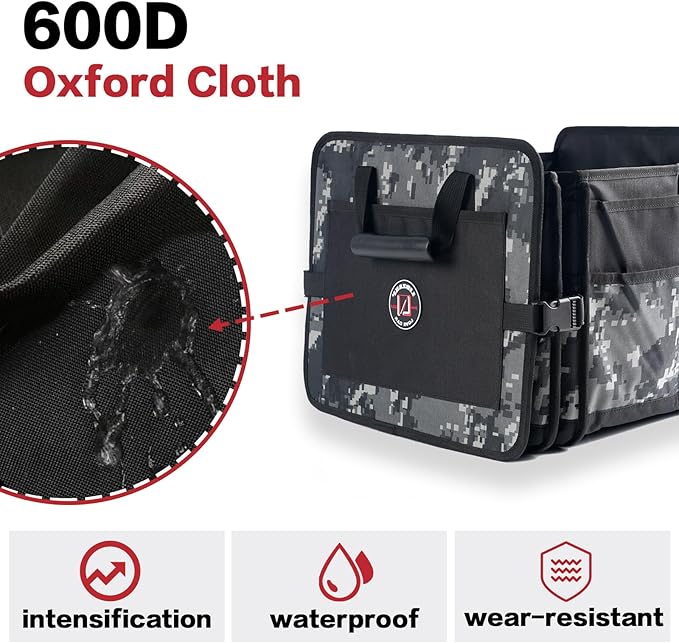 LIBZAKI Car Trunk Organizer,3 Compartments Big Trunk Storage, Large Capacity, Foldable, 95L Heavy Duty Storage Box for Car,